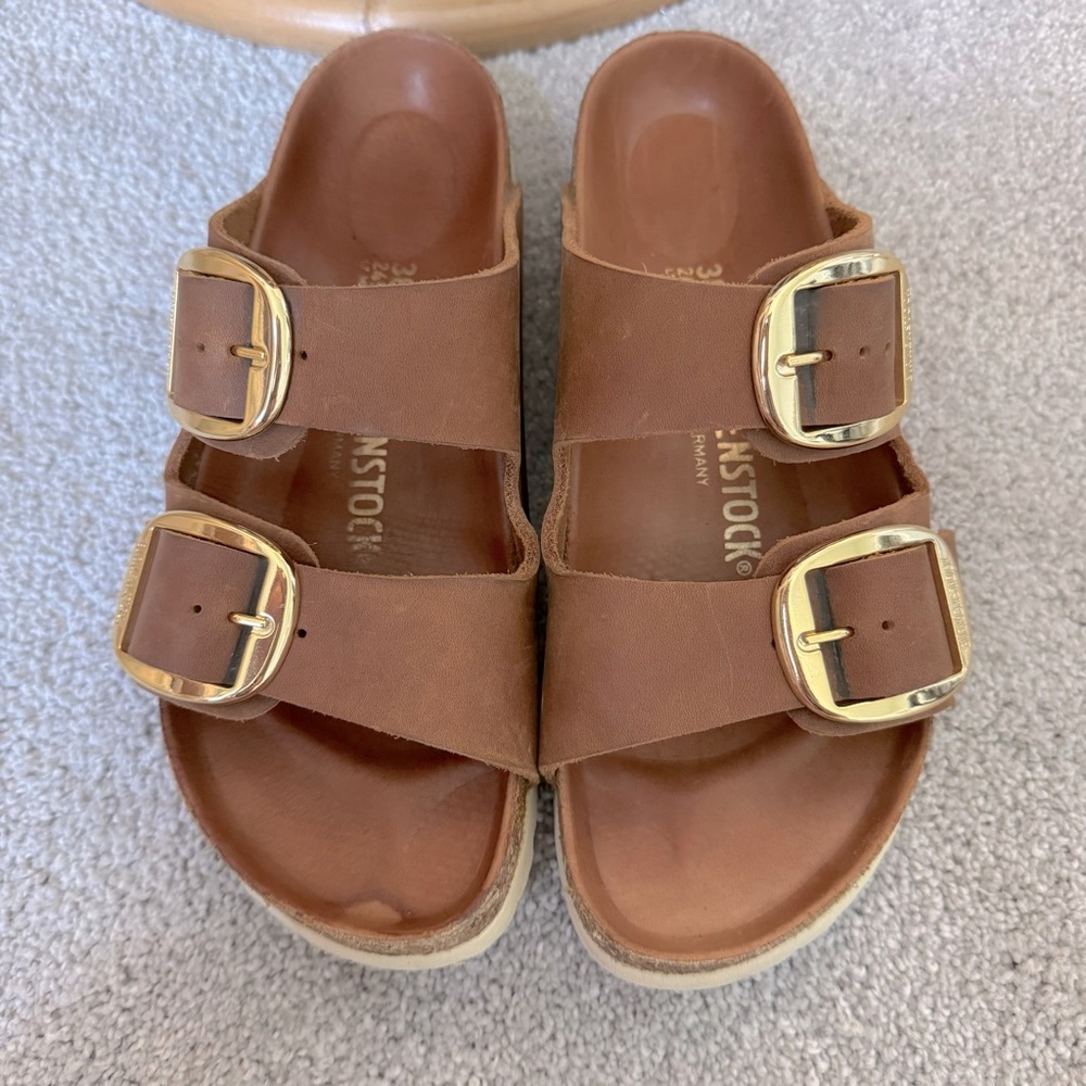 Birkenstock Arizona Big Buckle Oiled Leather in Antique Cognac Size 38 Women’s
